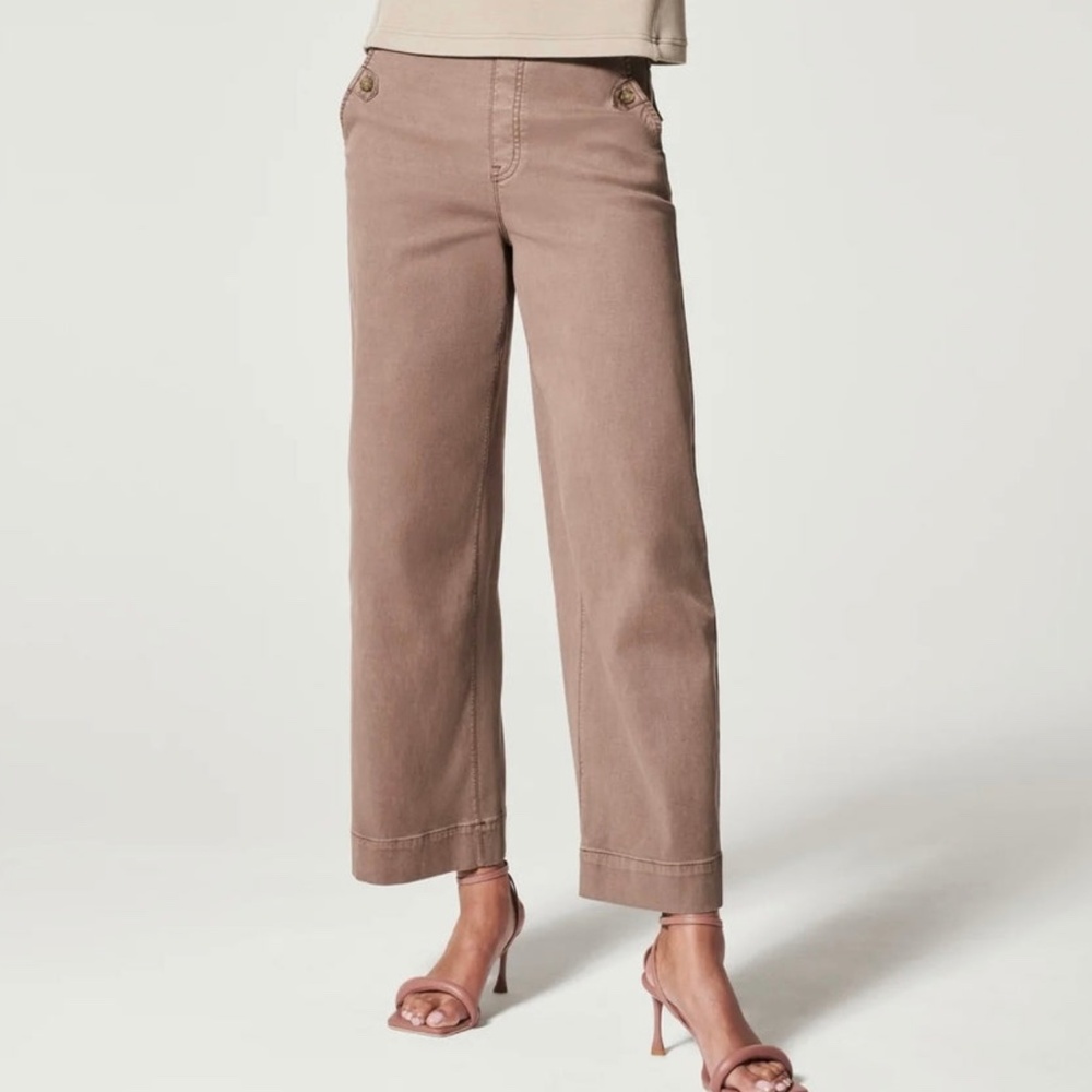 SPANX Stretch Twill Cropped Wide Leg Pant Large